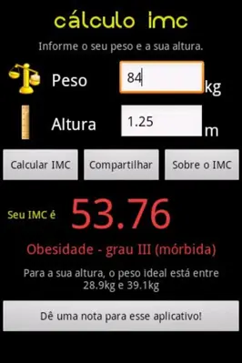 Cálculo IMC android App screenshot 1